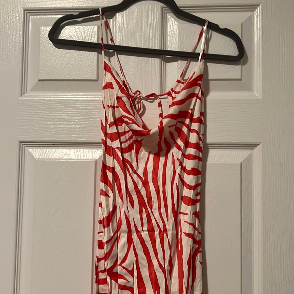 Pink white zebra dress with back details
